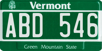 VT license plate ABD546