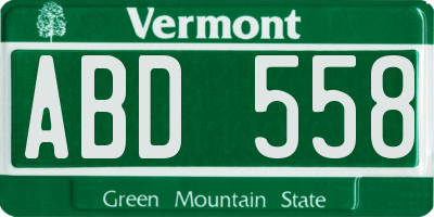 VT license plate ABD558