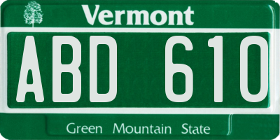 VT license plate ABD610