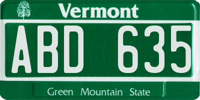 VT license plate ABD635