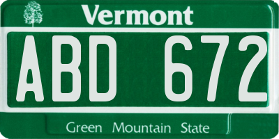 VT license plate ABD672