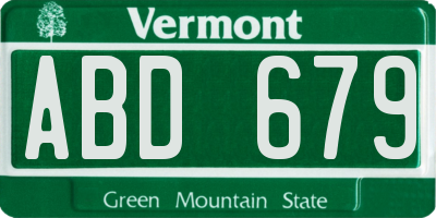 VT license plate ABD679