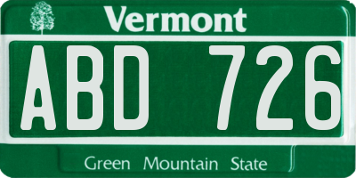 VT license plate ABD726