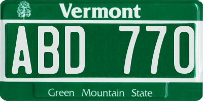 VT license plate ABD770