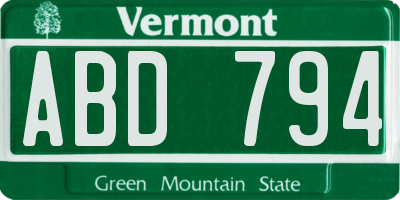 VT license plate ABD794