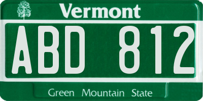 VT license plate ABD812
