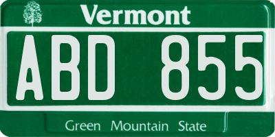 VT license plate ABD855
