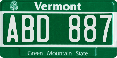 VT license plate ABD887
