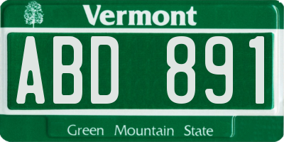 VT license plate ABD891