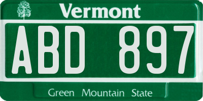 VT license plate ABD897