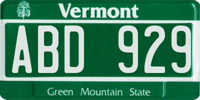 VT license plate ABD929