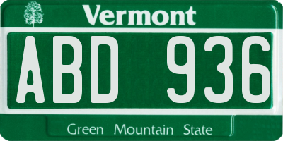 VT license plate ABD936