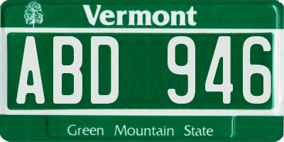 VT license plate ABD946