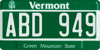 VT license plate ABD949