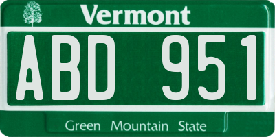 VT license plate ABD951