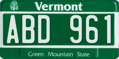 VT license plate ABD961