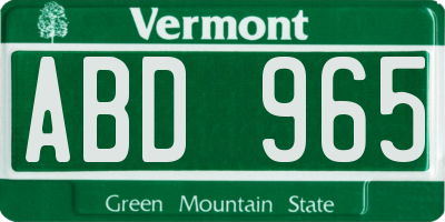 VT license plate ABD965