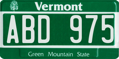 VT license plate ABD975