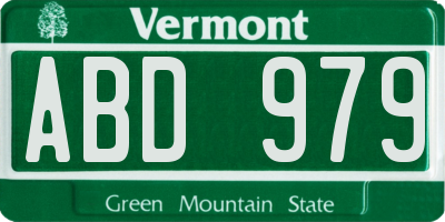 VT license plate ABD979