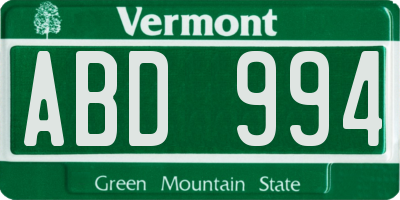 VT license plate ABD994