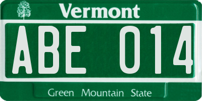 VT license plate ABE014