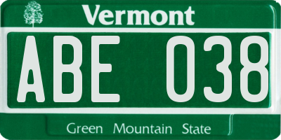 VT license plate ABE038