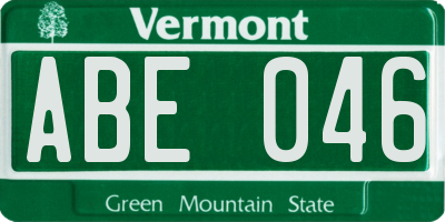 VT license plate ABE046