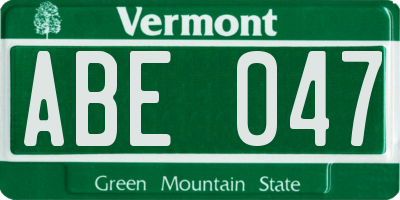 VT license plate ABE047