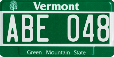 VT license plate ABE048