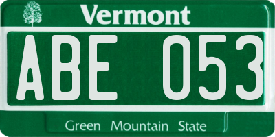 VT license plate ABE053