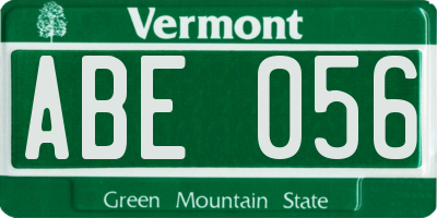 VT license plate ABE056