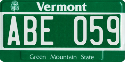 VT license plate ABE059