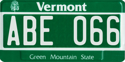 VT license plate ABE066