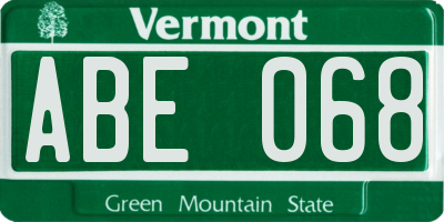 VT license plate ABE068