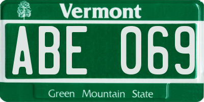 VT license plate ABE069