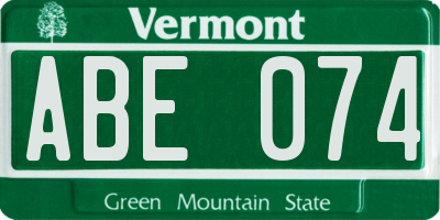 VT license plate ABE074