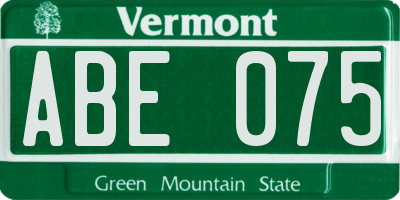 VT license plate ABE075