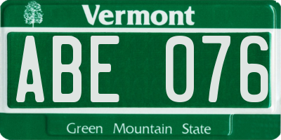 VT license plate ABE076