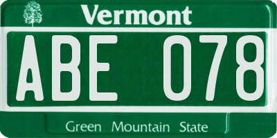 VT license plate ABE078