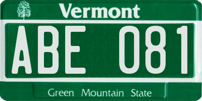 VT license plate ABE081