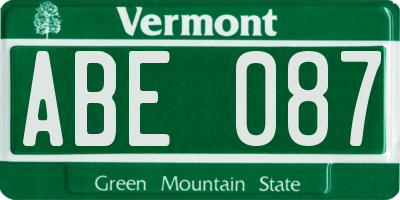 VT license plate ABE087