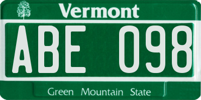 VT license plate ABE098
