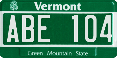 VT license plate ABE104