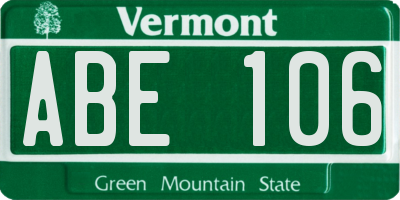 VT license plate ABE106