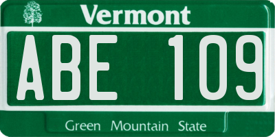 VT license plate ABE109