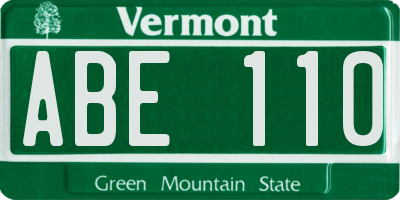 VT license plate ABE110