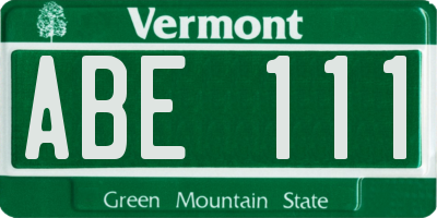 VT license plate ABE111