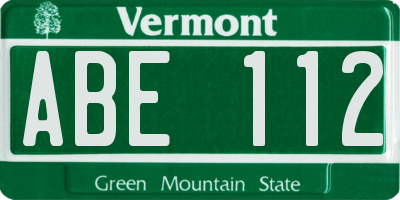 VT license plate ABE112
