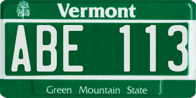 VT license plate ABE113