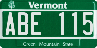 VT license plate ABE115